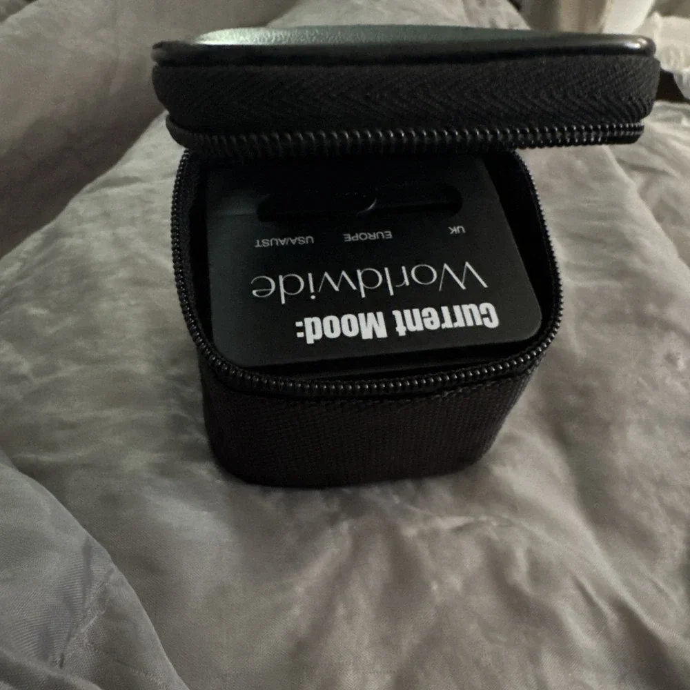 Current Mood: Worldwide Travel Power Plug Adapter With Case EUC Europe/UK/US-AUS